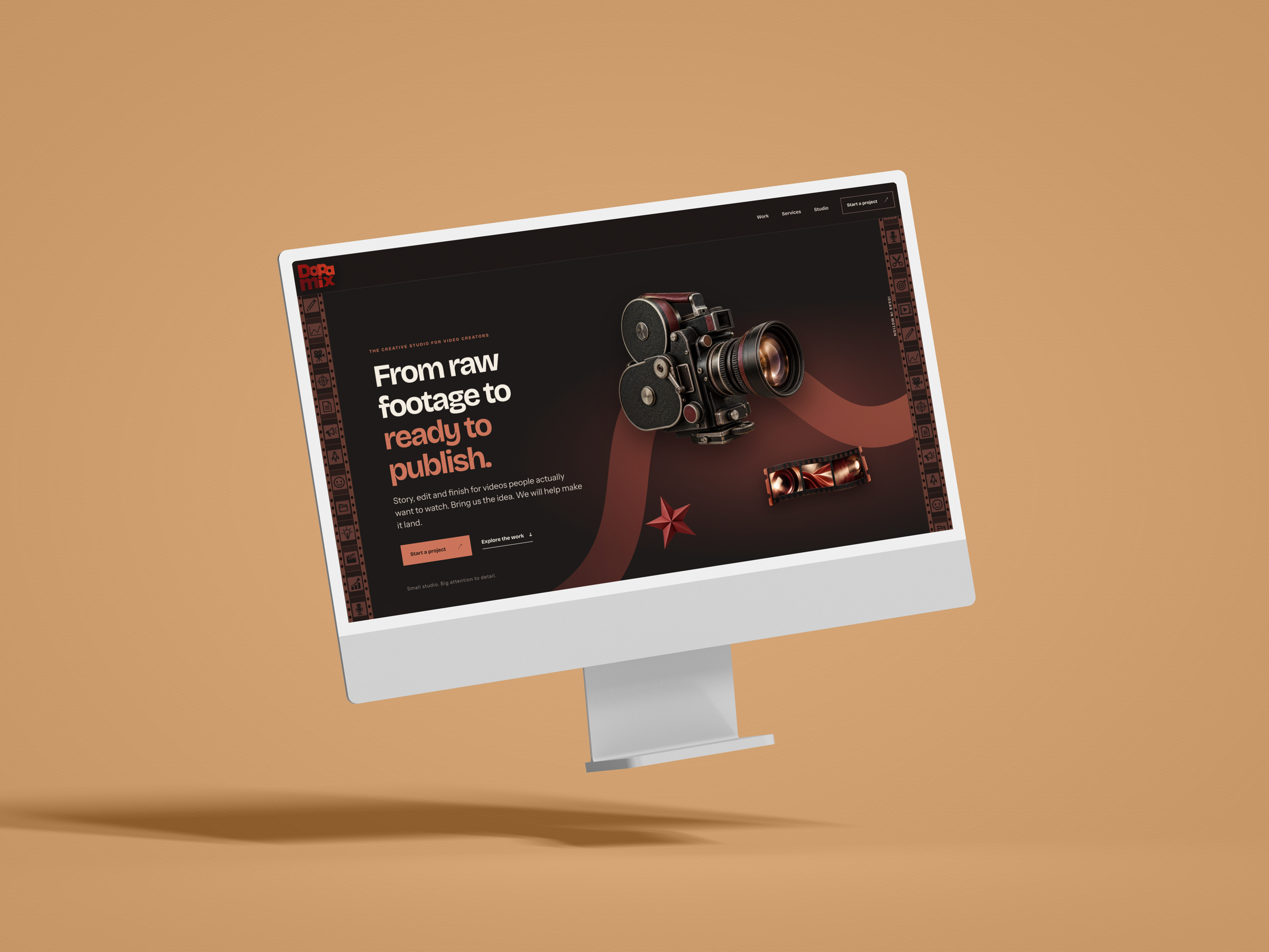Dopamix website displayed on a tilted iMac mockup