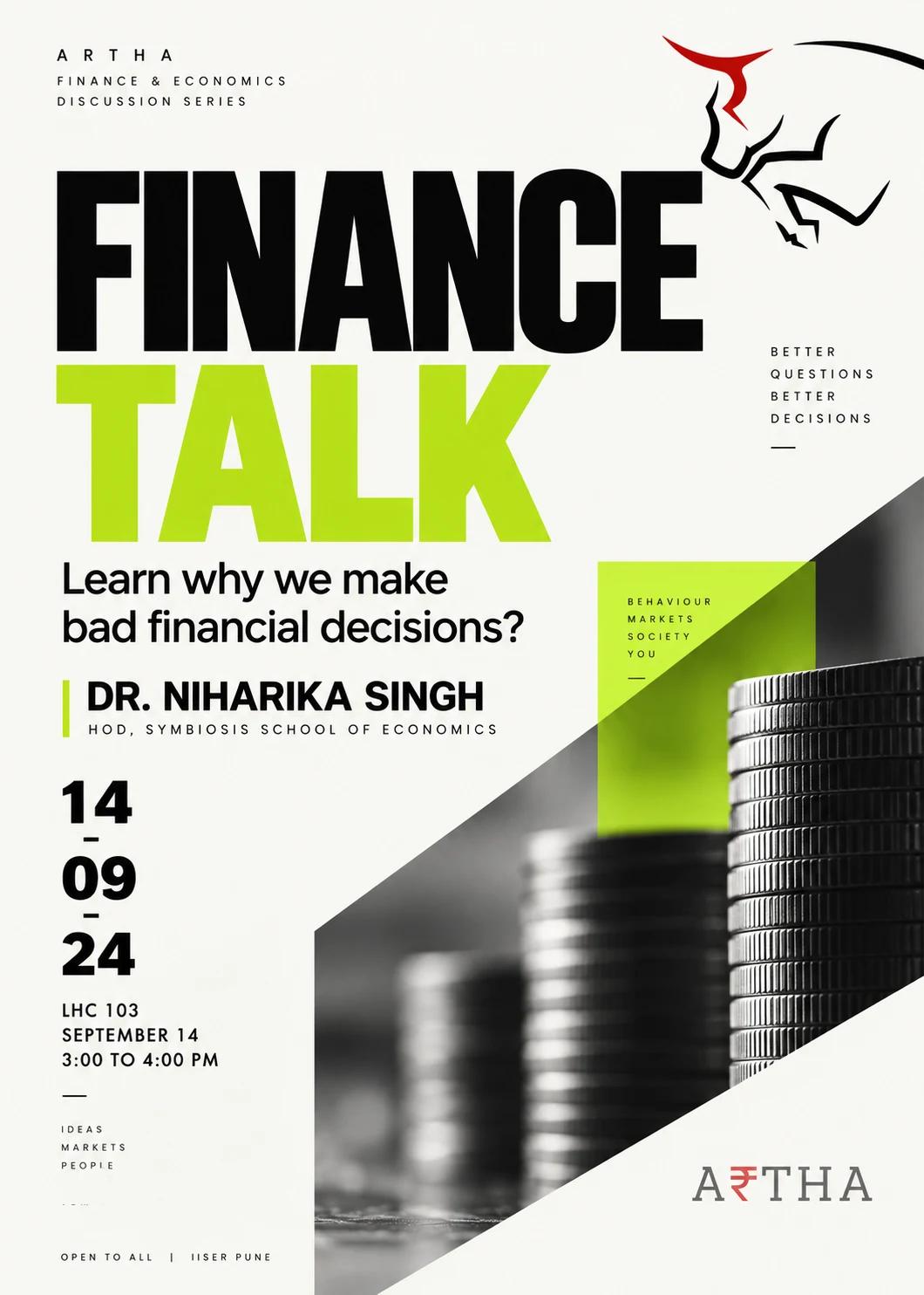 Artha Finance Talk event poster