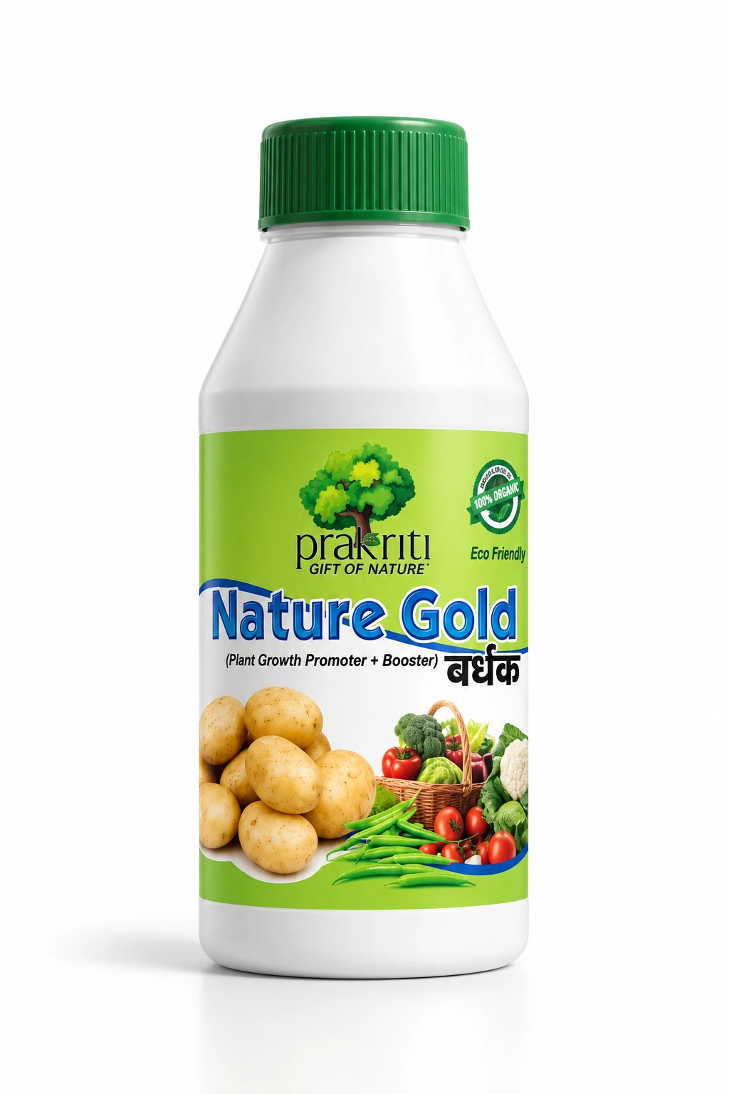 Nature Gold label shown on a white agricultural product bottle.